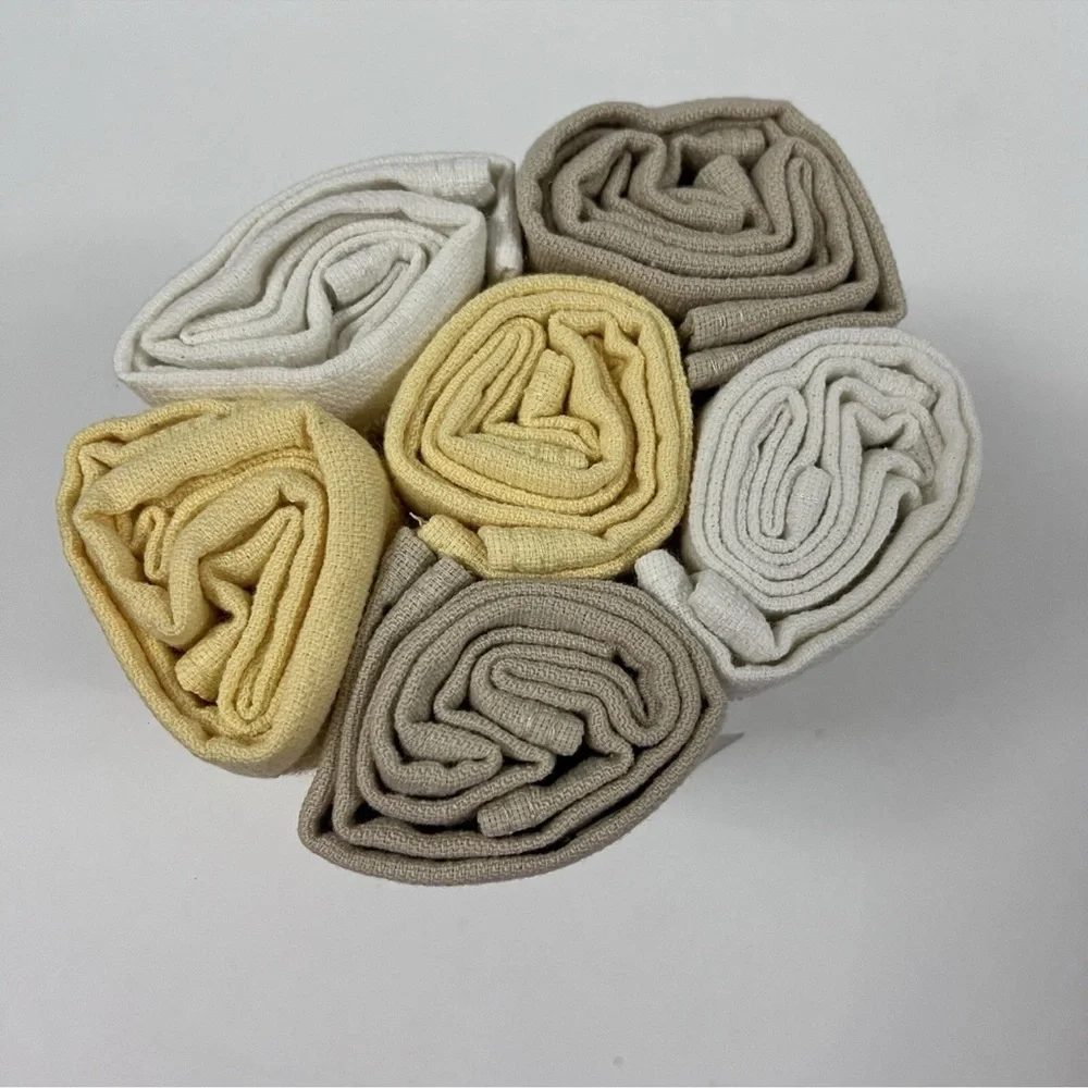 2x The Big One Washcloths Face Cloths 6 Pack 100% Cotton yellow & White 13”x 13”